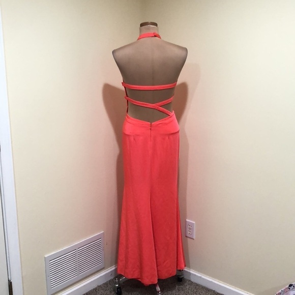Love By Theia Gown Size 4 Coral Pink Cutout Formal Maxi Dress - Picture 5 of 10